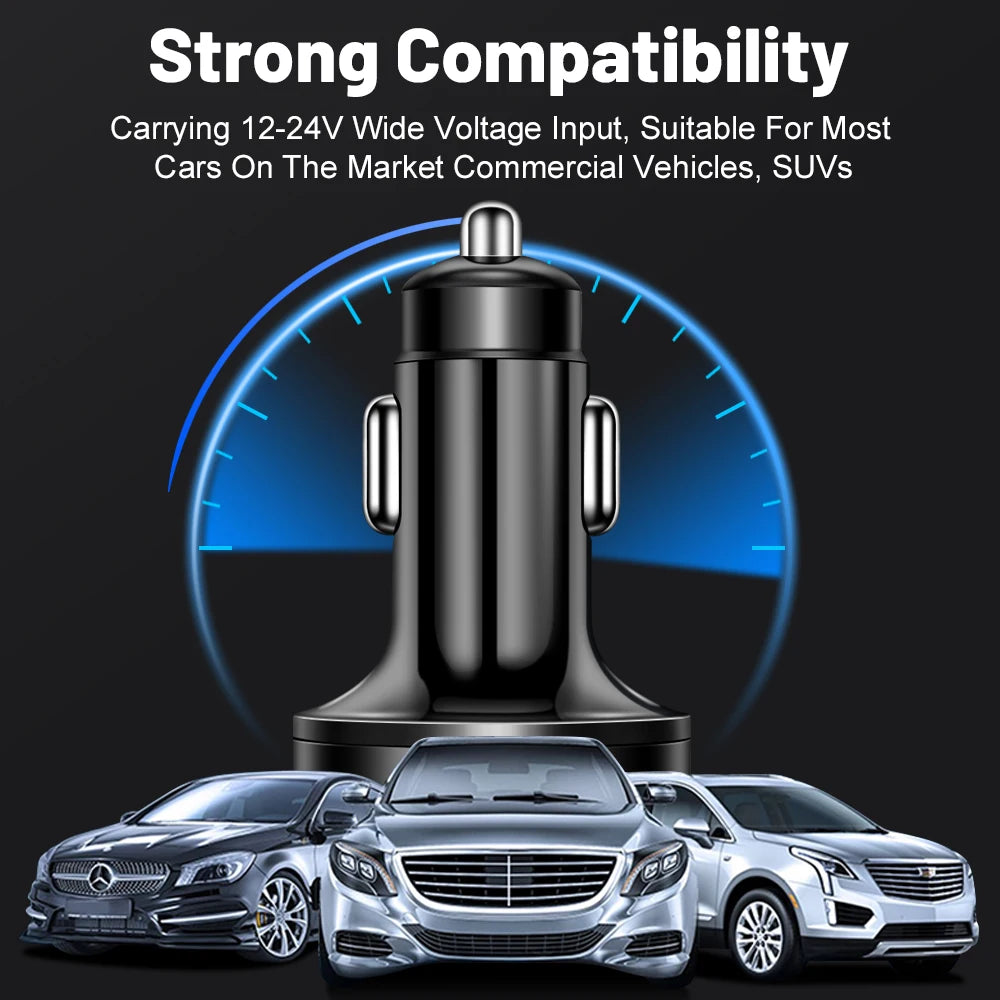 100W 6 Ports Car Charger USB / Type C Adapter