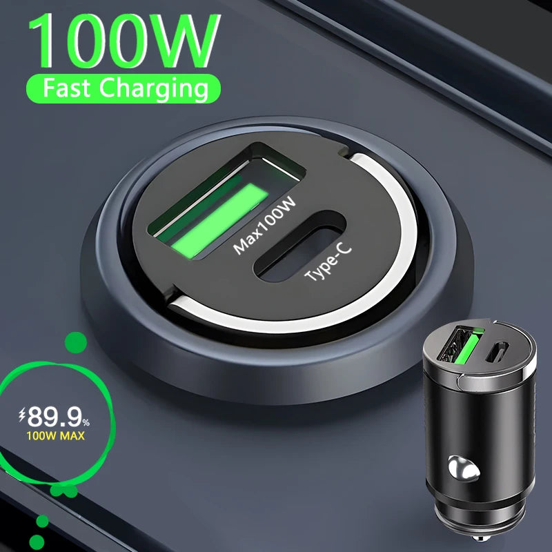 100W Mini Car Charger USB / Type C