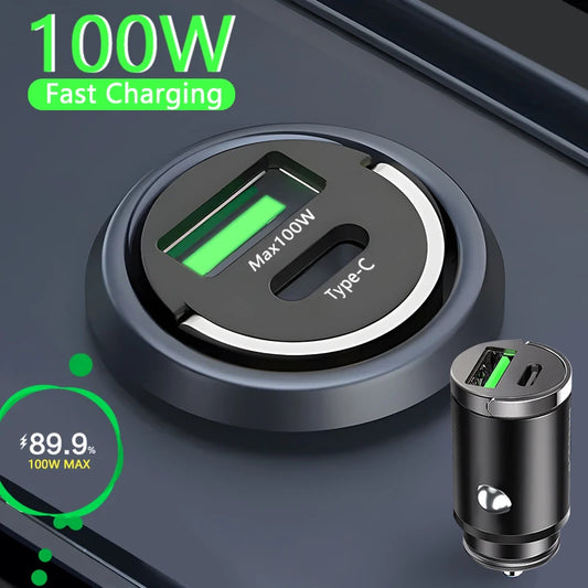 100W Mini Car Charger USB / Type C